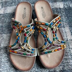 Patricia Spring Step Multicolor Beaded Slide Sandals size 8